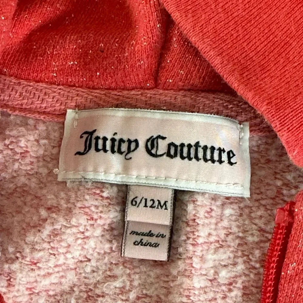 Juicy couture‎ Sweatshirt girls toddler Sz 6-12 month hoodie zip up Embroidered